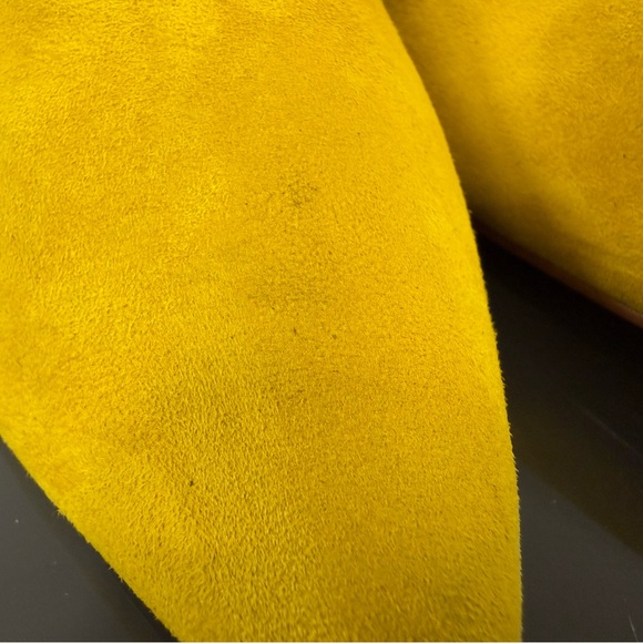 Jaggar Temped Curved Heel Yellow Suede Slingback Mules Pumps Heels - Picture 9 of 10